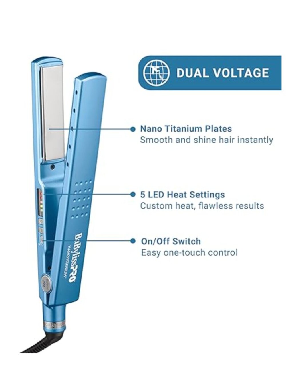 NEW BaBylissPRO 1.25" Digital Ionic Flat Iron Hair Straightener 1 1/4 Inch - Picture 6 of 7